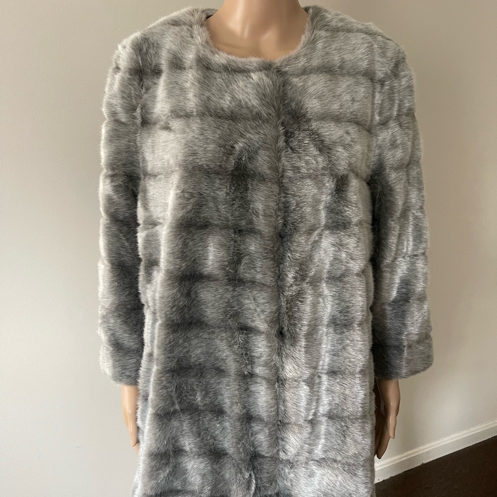 Sam Edelman, size XL gray faux fur coat length is slightly above the knee